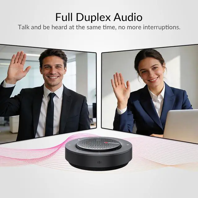 Alt view image 4 of 7 - Bluetooth Conference Speakerphone, 360° 4-Mic Pickup, USB & Wireless | Noise Cancelling, 10H Battery, Touch Controls, Plug & Play for Zoom/Teams Meetings(48 People), Compact for Remote Work