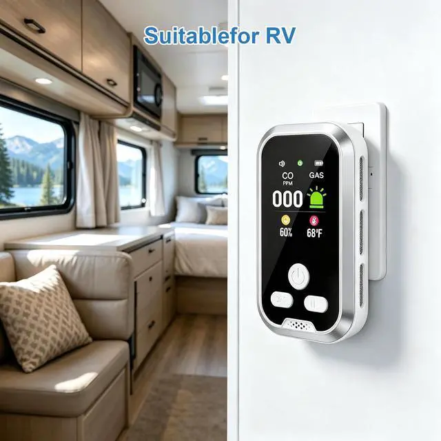 Alt view image 5 of 7 - Portable Wall Plug Indoor Air Quality Detector with HD Display Rechargeable | Environmental Monitor, Accurate Temp Humidity Tester for Home Office RV Camping Greenhouse Indoor Environment Tracking