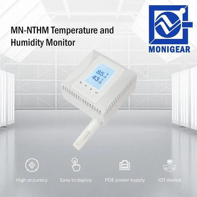 Alt view image 5 of 7 - Network Temperature Humidity Monitor, THERMOMETER, Environmental Sensor, Supports MQTT, BACnet, SNMP, Modbus TCP, PoE Power Supply