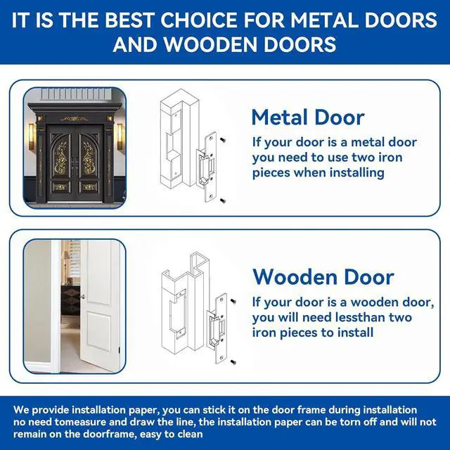 Alt view image 5 of 7 - 2026 Upgraded Access Control Electric Strike Door Lock Kit | Fit Cylindrical Mechanical locksets Wireless Door Buzzer Entry System ,with Remote Control, Button, Buzzer, Power Adapter