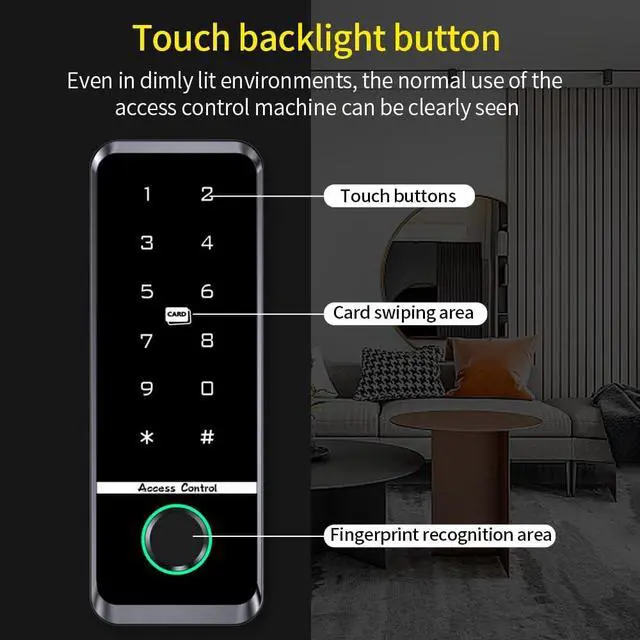 Alt view image 5 of 7 - WiFi Access Control Keyboard Fingerprint Door Lock 125Khz EM+13.56Mhz MF RFID Card Reader Controler Keypad Intercom System,Smart Lock Electronic System Work with Tuya App Control Waterproof IP67