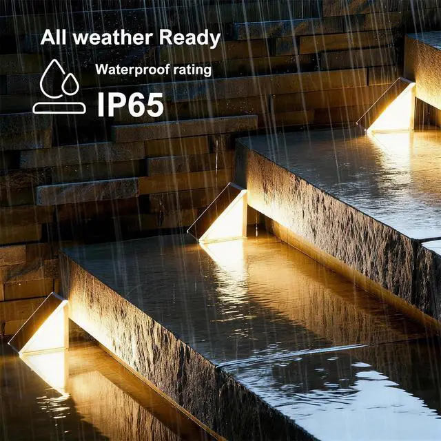 Alt view image 5 of 7 - 12 Pack Solar Step Lights Outdoor Waterproof, Solar Stair Light,Brown | Outdoor Light Decor for Stair, Deck, Step, Porch and Outside Patio, Warm White