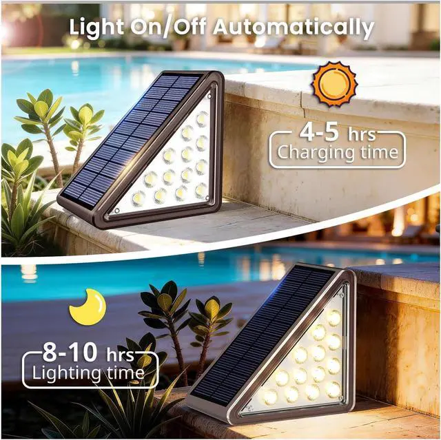 Alt view image 6 of 7 - 12 Pack Solar Step Lights Outdoor Waterproof, Solar Stair Light,Brown | Outdoor Light Decor for Stair, Deck, Step, Porch and Outside Patio, Warm White