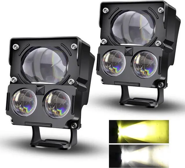 Main image of Motorcycle Driving LED Spot Lights,80W Amber/White Exterior Fog LED Lights,3 Modes Hi-Lo Beam Kits for Cars ATV Bike UTV Truck Boat.2-Pack.