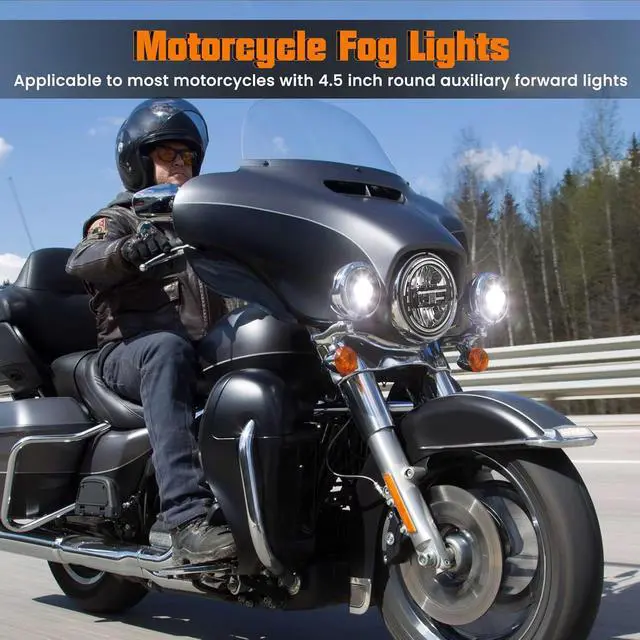 Alt view image 2 of 7 - 4.5" Motorcycle fog Lights 2PCS, Round LED Fog Lamps for Motorcycle Harley Davidson Accessories Electra Street Glide Heritage Softail Classic Road King