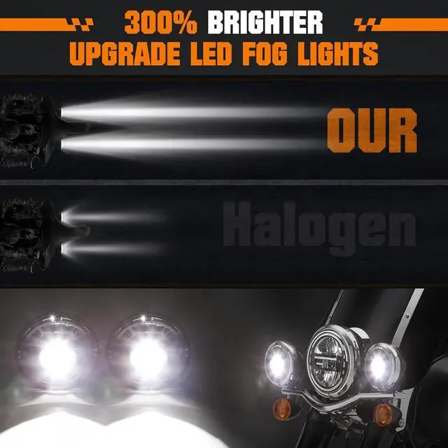 Alt view image 4 of 7 - 4.5" Motorcycle fog Lights 2PCS, Round LED Fog Lamps for Motorcycle Harley Davidson Accessories Electra Street Glide Heritage Softail Classic Road King