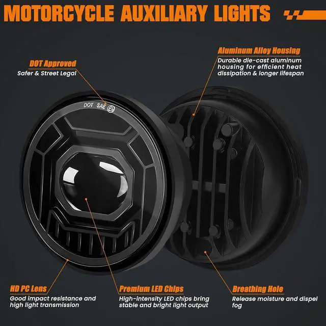 Alt view image 7 of 7 - 4.5" Motorcycle fog Lights 2PCS, Round LED Fog Lamps for Motorcycle Harley Davidson Accessories Electra Street Glide Heritage Softail Classic Road King