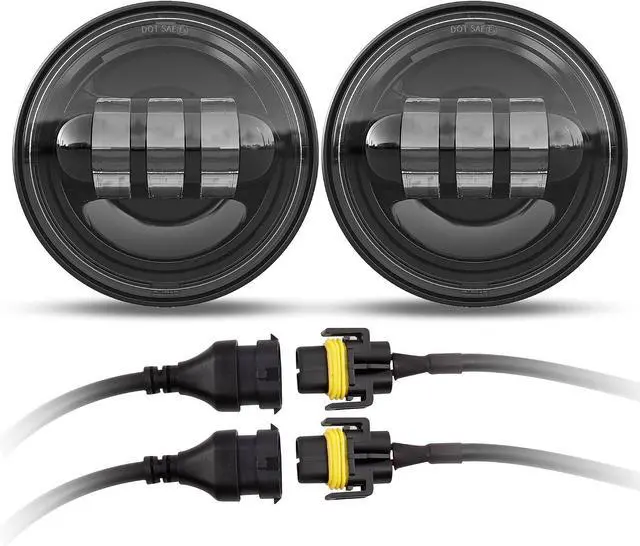 Main image of 4.5 Inch LED Passing Fog Lights Compatible with Harley Davidson 2 PCS Black | Motorcycle Fog Lamps Fit for Road King Street Glide Ultra Classic Electra Glide Auxiliary Light Bulb Projector Driving