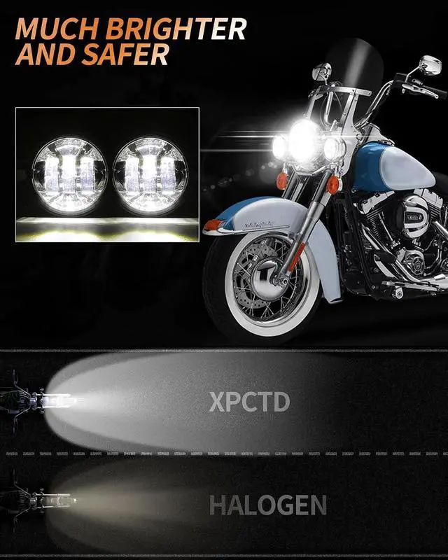 Alt view image 2 of 6 - 4.5 Inch LED Passing Fog Lights Compatible with Harley Davidson 2 PCS Black | Motorcycle Fog Lamps Fit for Road King Street Glide Ultra Classic Electra Glide Auxiliary Light Bulb Projector Driving