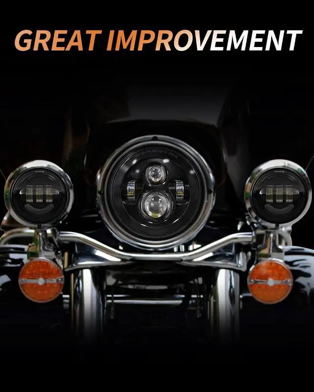 Alt view image 5 of 6 - 4.5 Inch LED Passing Fog Lights Compatible with Harley Davidson 2 PCS Black | Motorcycle Fog Lamps Fit for Road King Street Glide Ultra Classic Electra Glide Auxiliary Light Bulb Projector Driving