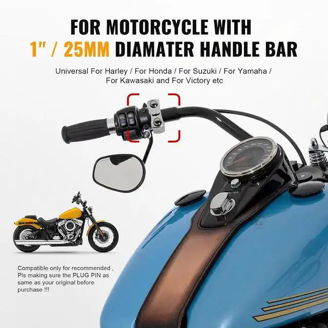 Alt view image 5 of 7 - Bacar 1" Handlebar Switch Control for Harley Cruiser for Rebel for Vulcan | Motorcycle Handlebar Retro Push Button Turn Signal Switch Chrome CNC for Harley Heritage 1987-2024 for Sportster Dyna