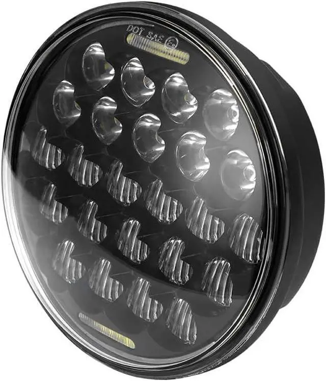 Alt view image 3 of 6 - 5 3/4" 5.75 Inch Motorcycle LED Headlight Compatible with Dyna Sportster Iron 883 Street BOB Low Rider Super Wide Headlamps with Round Projector Driving Light -Black