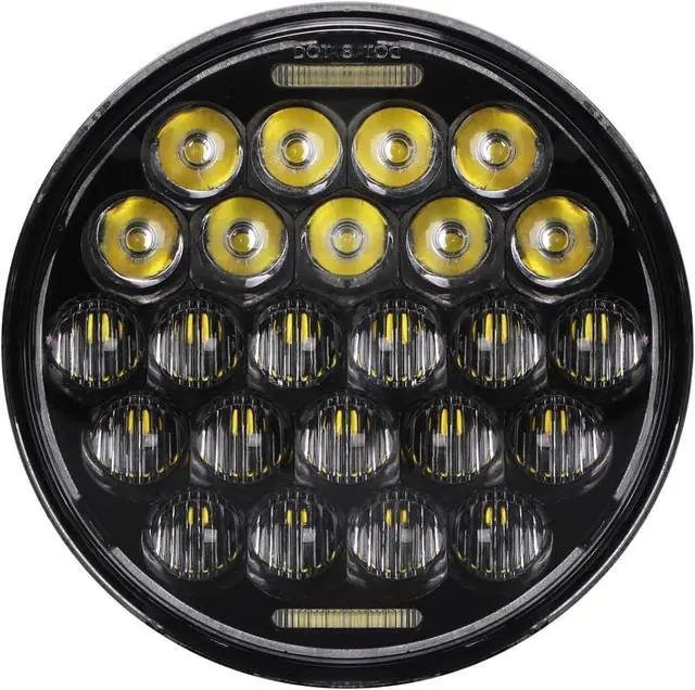 Alt view image 2 of 6 - 5 3/4" 5.75 Inch Motorcycle LED Headlight Compatible with Dyna Sportster Iron 883 Street BOB Low Rider Super Wide Headlamps with Round Projector Driving Light -Black