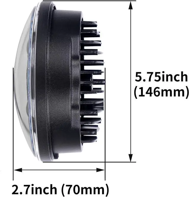 Alt view image 4 of 6 - 5 3/4" 5.75 Inch Motorcycle LED Headlight Compatible with Dyna Sportster Iron 883 Street BOB Low Rider Super Wide Headlamps with Round Projector Driving Light -Black