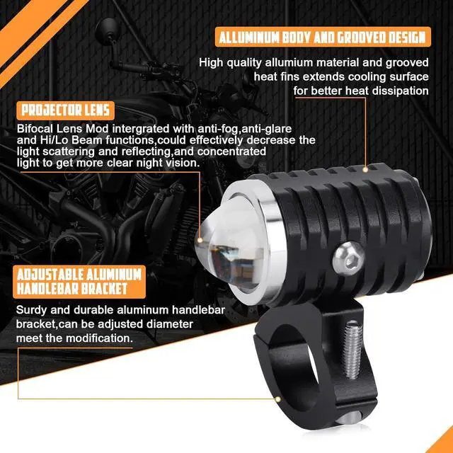 Alt view image 5 of 7 - 2PCS Motorcycle Fog Light,Amber White Super Bright LED Driving Light with Strobe Light,4 Modes 70W Waterproof LED Spotlight with Switch for 12V Motorcycle Truck Car-2 Year Warranty