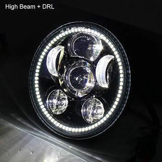 Alt view image 3 of 3 - us Customs VTX 5.75 inch Chrome Round LED Projector Daymaker Headlight with Bracket and Hardware Plug and Play Motorcycle Headlight Compatible with Honda VTX 1300, VTX 1800 (Black/White Halo)