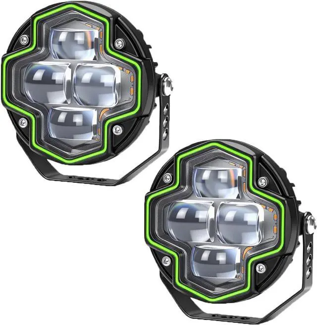 Main image of Round Motorcycle LED Projector Lights, 4-LED Auxiliary Spot Lights, | Bright 1700LM Dual Color Driving Lamps for Motorbike Truck
