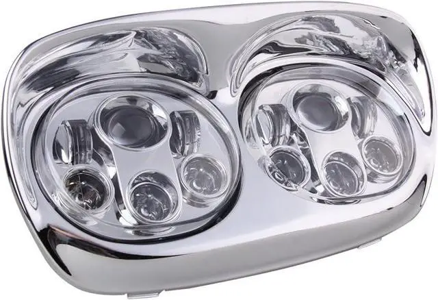 Alt view image 6 of 7 - 5-3/4" Chrome Motorcycle LED Headlight, Motorcycle Projector Dual LED Headlight Compatible with Harley Road Glide 2004-2013 Accessories,Sliver