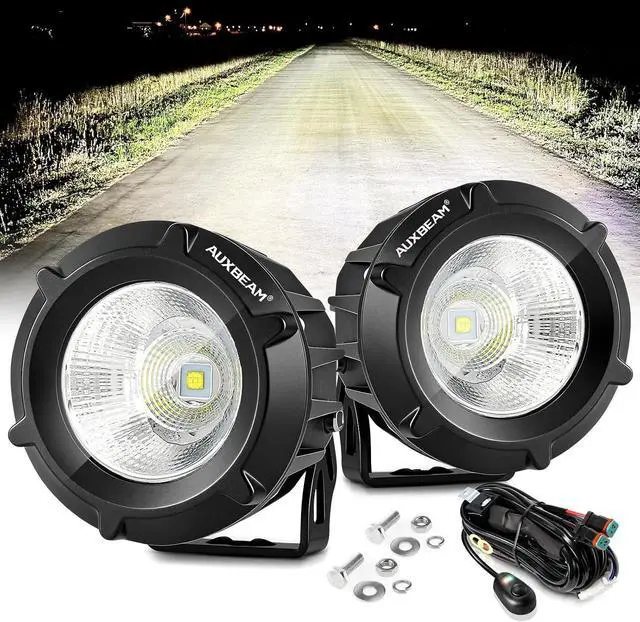 Main image of 3.5'' 50W White LED Off-road Lights Spot Flood Combo Pods | 4'' Round Pod Lights, 5000LM Driving Light Pod, with Wiring Harness Kit, Pod Lights for Jeep Truck ATV SUV Motorcycle