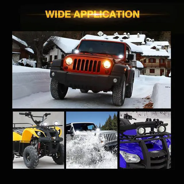 Alt view image 6 of 7 - 3.5'' 50W White LED Off-road Lights Spot Flood Combo Pods | 4'' Round Pod Lights, 5000LM Driving Light Pod, with Wiring Harness Kit, Pod Lights for Jeep Truck ATV SUV Motorcycle