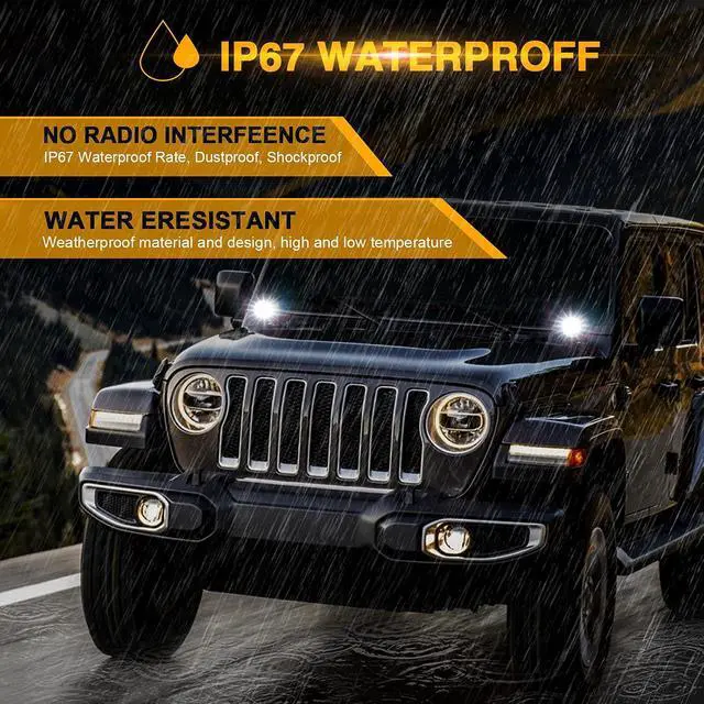 Alt view image 7 of 7 - 3.5'' 50W White LED Off-road Lights Spot Flood Combo Pods | 4'' Round Pod Lights, 5000LM Driving Light Pod, with Wiring Harness Kit, Pod Lights for Jeep Truck ATV SUV Motorcycle