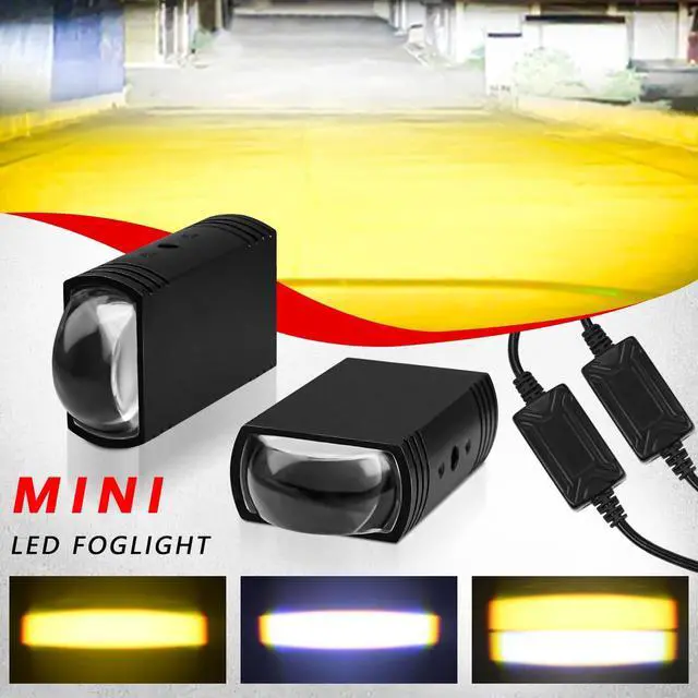 Alt view image 2 of 7 - White Amber LED Driving Lights Lens Pod Lights for Motorcycle ATV 2 Pack | Dual Color,Compact Size,IP68 Waterproof