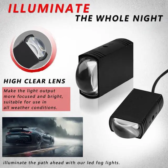 Alt view image 5 of 7 - White Amber LED Driving Lights Lens Pod Lights for Motorcycle ATV 2 Pack | Dual Color,Compact Size,IP68 Waterproof