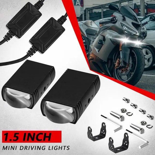 Alt view image 6 of 7 - White Amber LED Driving Lights Lens Pod Lights for Motorcycle ATV 2 Pack | Dual Color,Compact Size,IP68 Waterproof