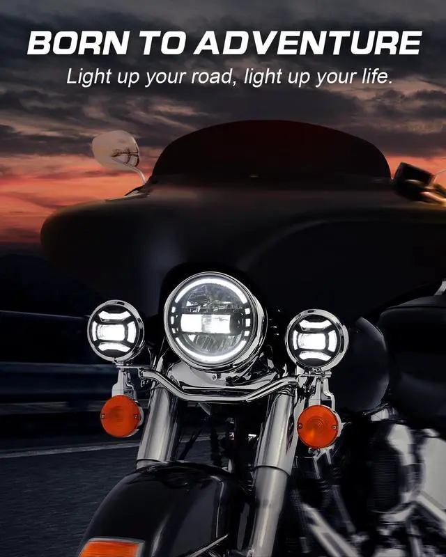 Alt view image 2 of 7 - DOT Black 60W 4.5 Inch LED Passing Light with DRL LED Fog Lamps for Motorcycles Auxiliary Light Bulb Motorcycle Projector Driving Lamp