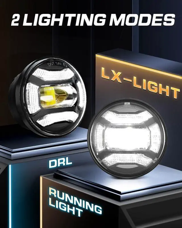 Alt view image 3 of 7 - DOT Black 60W 4.5 Inch LED Passing Light with DRL LED Fog Lamps for Motorcycles Auxiliary Light Bulb Motorcycle Projector Driving Lamp