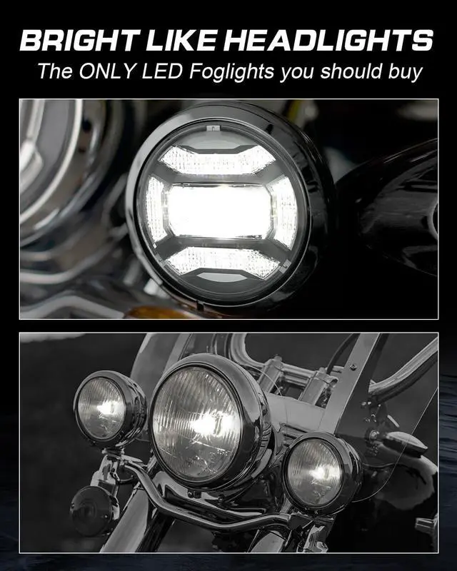 Alt view image 4 of 7 - DOT Black 60W 4.5 Inch LED Passing Light with DRL LED Fog Lamps for Motorcycles Auxiliary Light Bulb Motorcycle Projector Driving Lamp