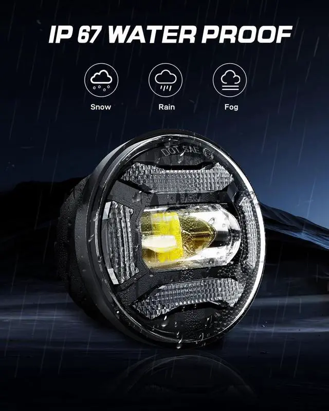 Alt view image 6 of 7 - DOT Black 60W 4.5 Inch LED Passing Light with DRL LED Fog Lamps for Motorcycles Auxiliary Light Bulb Motorcycle Projector Driving Lamp