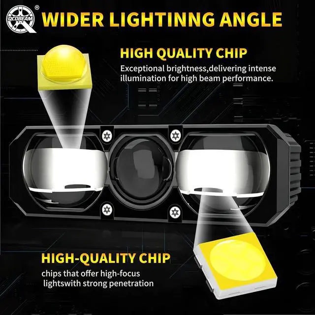Alt view image 6 of 7 - Three LED Grille Running Lights Projector Fog Lights with High and Low Beams, IP68 Waterproof, Suitable for Cars, Trucks, Off-Road SUVs, Pickups, Motorcycles