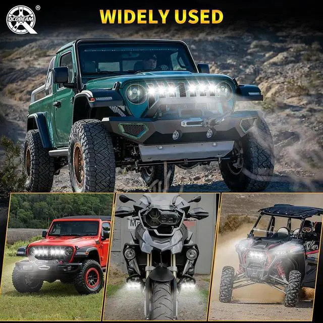 Alt view image 7 of 7 - Three LED Grille Running Lights Projector Fog Lights with High and Low Beams, IP68 Waterproof, Suitable for Cars, Trucks, Off-Road SUVs, Pickups, Motorcycles