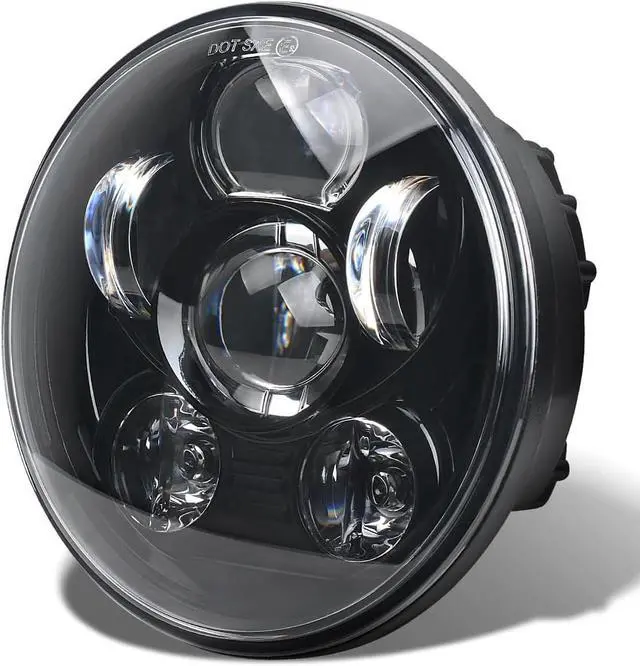 Main image of 5.75 Inch 6-Lens Multi-Projector LED Motorcycle Headlight, Black Round Headlamp Compatible with Harley Davidson Sportster 883 1200 Dyna Wide Glide Low Rider Softail,DOT Certified