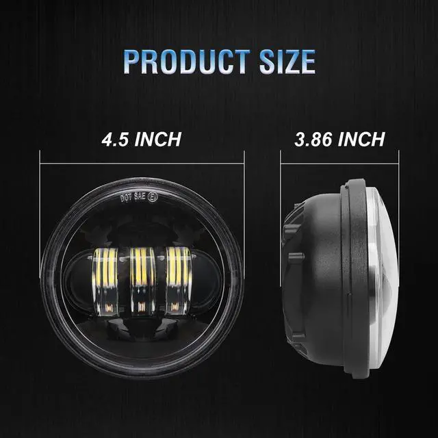 Alt view image 3 of 7 - 4.5 inch Black LED Auxiliary Spot Fog Passing Lights Lamp for Motorcycles Projector Driving Lamp