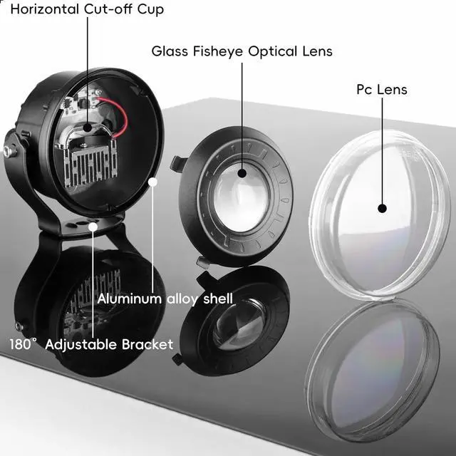 Alt view image 3 of 7 - 3.5 Inch Round LED Fog Lights, Anti-Glare Off Road LED Pod Lights | 12V 24V, Auxiliary LED Driving Lights, Waterproof, Aluminum, Projector Lens for Offroad, Motorcycle, Trucks, Golf Cart, ATV