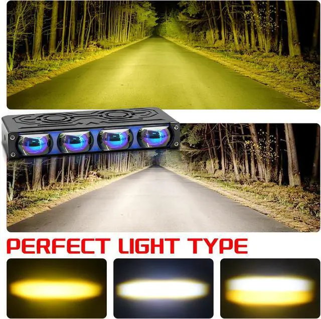 Alt view image 2 of 7 - 2PCS Grill Driving Lights,Mini Projector Super Bright Hi-Lo Beam White/Yellow Fog Lights with Blue Lens,Waterproof for Offroad/Motorcycle/UTV/ATV