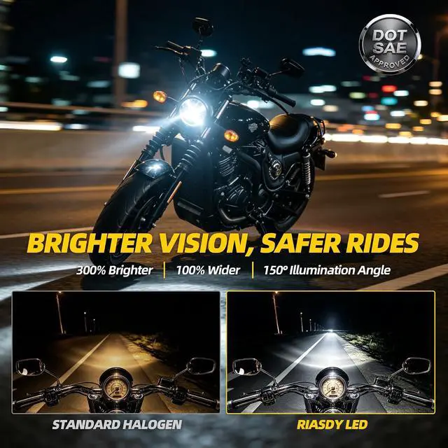 Alt view image 5 of 7 - 5.75 5-3/4 LED Headlight, White X-Style DRL Motorcycle Projector Headlamp Fits Harley Sportster Iron 883, Dyna Street Bob, Indian Scout Bobber - Super Bright High Low Beam Upgrade, Plug & Play