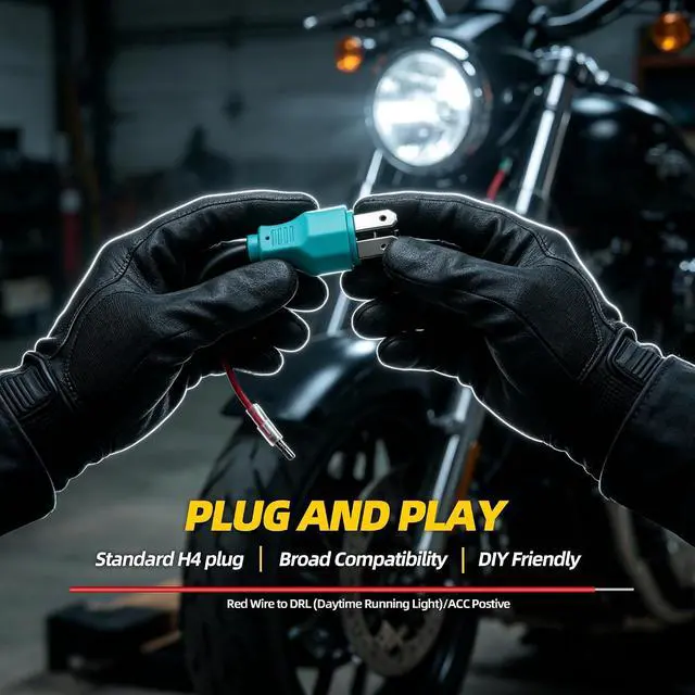 Alt view image 7 of 7 - 5.75 5-3/4 LED Headlight, White X-Style DRL Motorcycle Projector Headlamp Fits Harley Sportster Iron 883, Dyna Street Bob, Indian Scout Bobber - Super Bright High Low Beam Upgrade, Plug & Play
