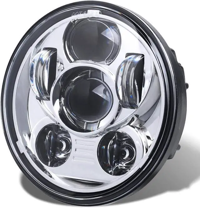 Main image of 5.75 Inch 6-Lens Multi-Projector LED Motorcycle Headlight, Chrome Round Headlamp Compatible with Harley Davidson Sportster 883 1200 Dyna Wide Glide Low Rider Softail,DOT Certified