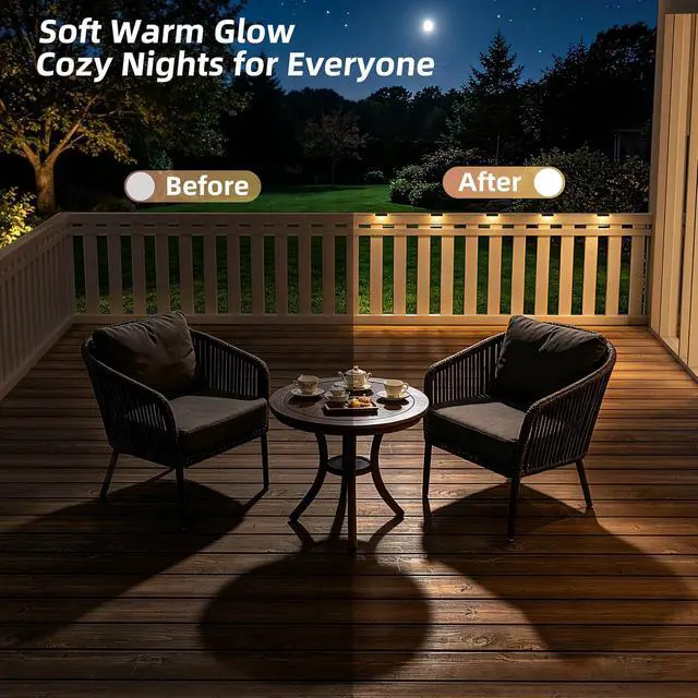 Alt view image 5 of 7 - 24 Pack Solar Deck Lights Outdoor, Warm White LED Solar Step Lights for Outside, Waterproof Fence Light for Patio, Deck, Stairs, Yard, Pool and Porch (Black)