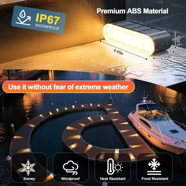 Alt view image 6 of 6 - Solar Step Lights Outdoor Waterproof, 8 Pack Solar Stair Lights Outdoor IP67, 14 LED Warm 3000K Outdoor Step Lights, Solar Powered Lighting for Steps, Stairs, Deck, Dock, Patio, Walkway, Porch Step