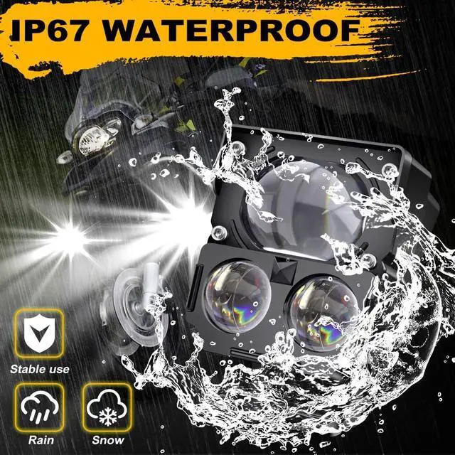 Alt view image 3 of 7 - Motorcycle Driving LED Spot Lights,80W Amber/White Exterior Fog LED Lights,3 Modes Hi-Lo Beam Kits for Cars ATV Bike UTV Truck Boat.2-Pack.