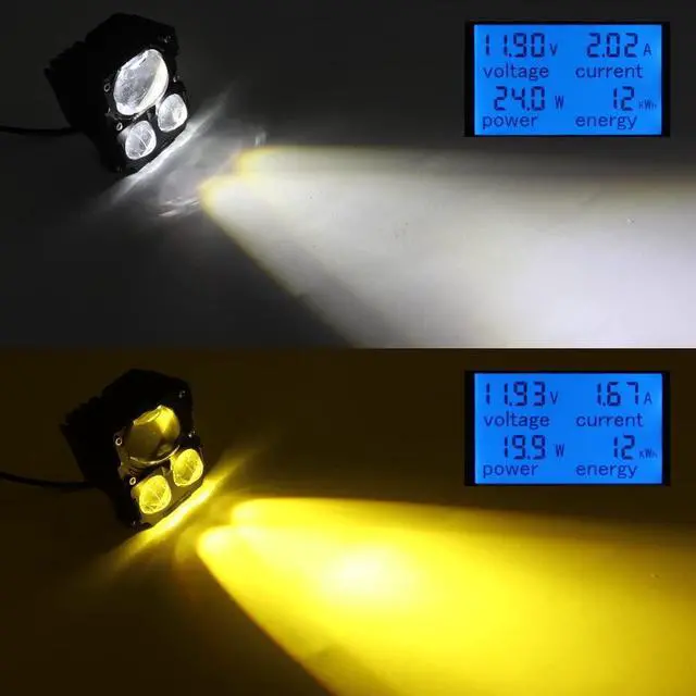 Alt view image 6 of 7 - Motorcycle Driving LED Spot Lights,80W Amber/White Exterior Fog LED Lights,3 Modes Hi-Lo Beam Kits for Cars ATV Bike UTV Truck Boat.2-Pack.