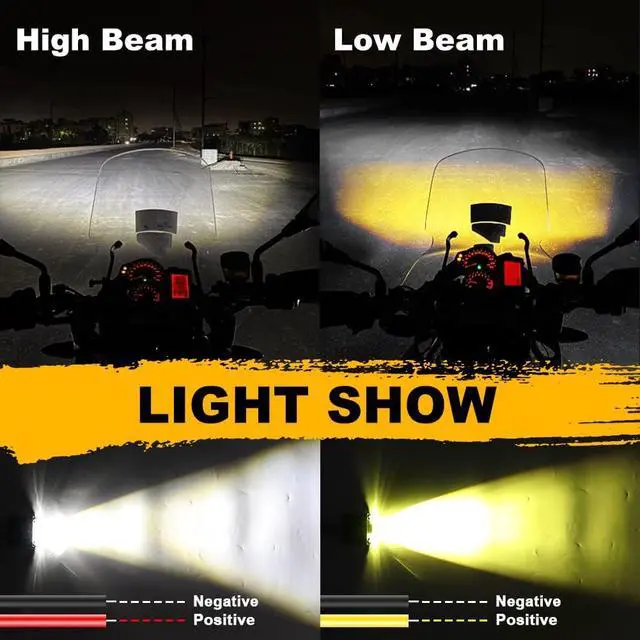 Alt view image 5 of 7 - Motorcycle Driving LED Spot Lights,80W Amber/White Exterior Fog LED Lights,3 Modes Hi-Lo Beam Kits for Cars ATV Bike UTV Truck Boat.2-Pack.