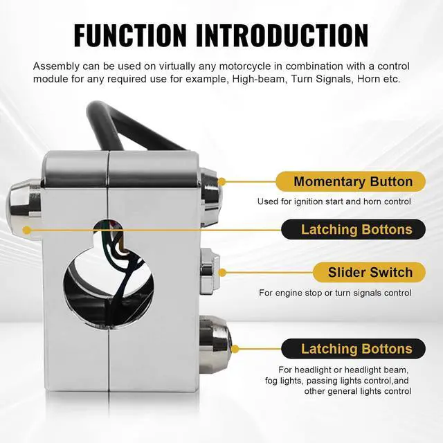 Alt view image 3 of 7 - Bacar 1" Handlebar Switch Control for Harley Cruiser for Rebel for Vulcan | Motorcycle Handlebar Retro Push Button Turn Signal Switch Chrome CNC for Harley Heritage 1987-2024 for Sportster Dyna