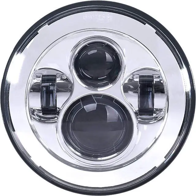 Main image of 7 Inch Classic 4-Projector LED Motorcycle Headlight, Chrome Round Headlamp Compatible with Harley Davidson Street Glide Road King Electra Glide Ultra Limited Fat Boy Heritage Softail