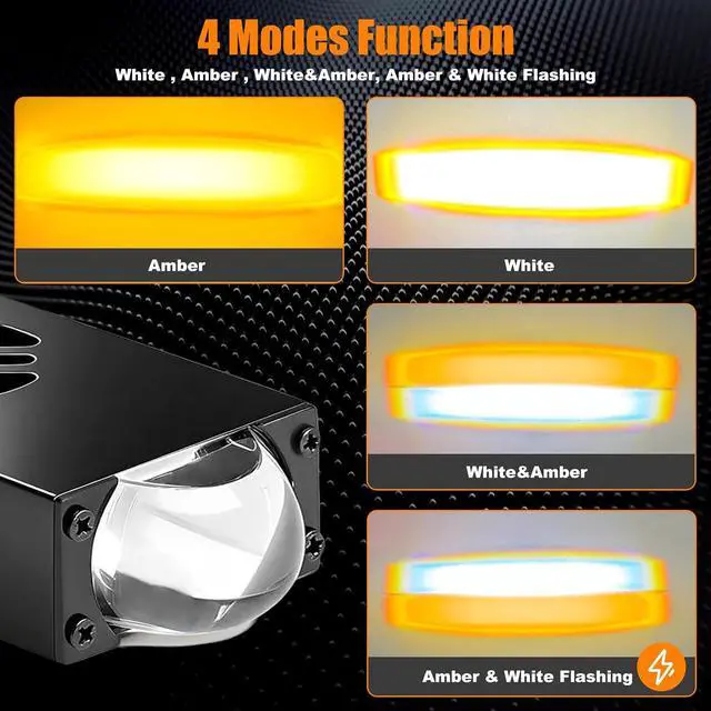Alt view image 2 of 7 - 2PCS Mini Projector Grill Driving Lights Amber White 4 Modes LED Fog Lights Super Bright Off Road Lighting for Truck Motorcycle UTV ATV
