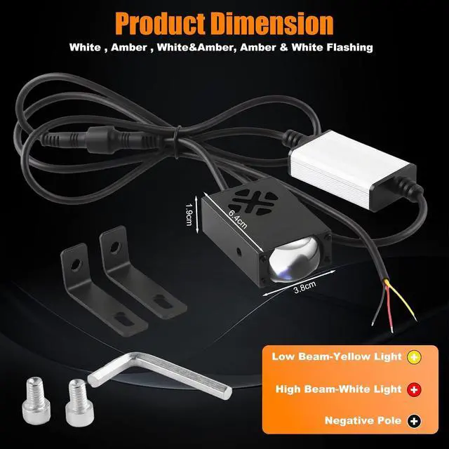 Alt view image 6 of 7 - 2PCS Mini Projector Grill Driving Lights Amber White 4 Modes LED Fog Lights Super Bright Off Road Lighting for Truck Motorcycle UTV ATV